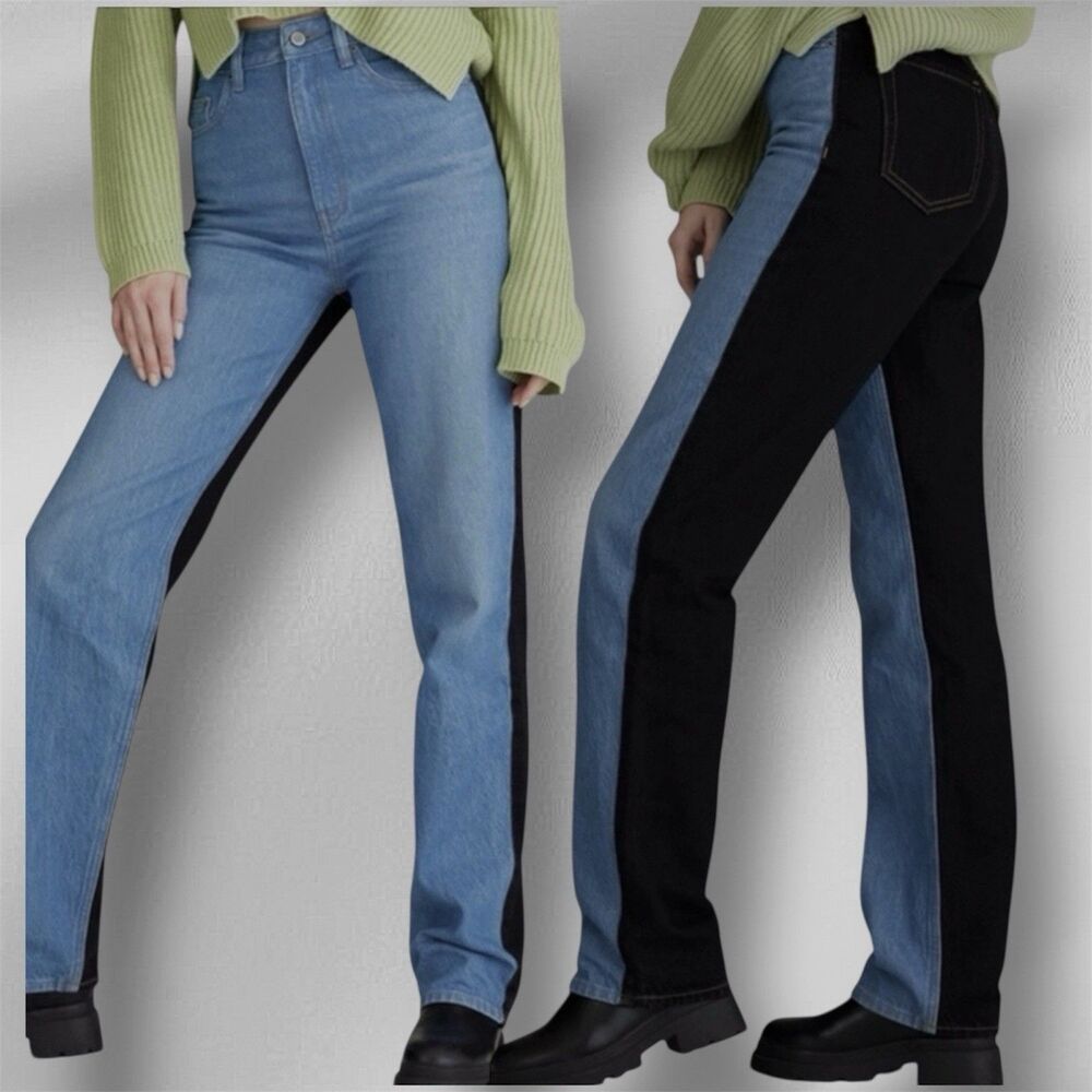 Pacsun 90s Boyfriend Blue-Black Paneled Denim Women’s Size 22 High Rise Jeans